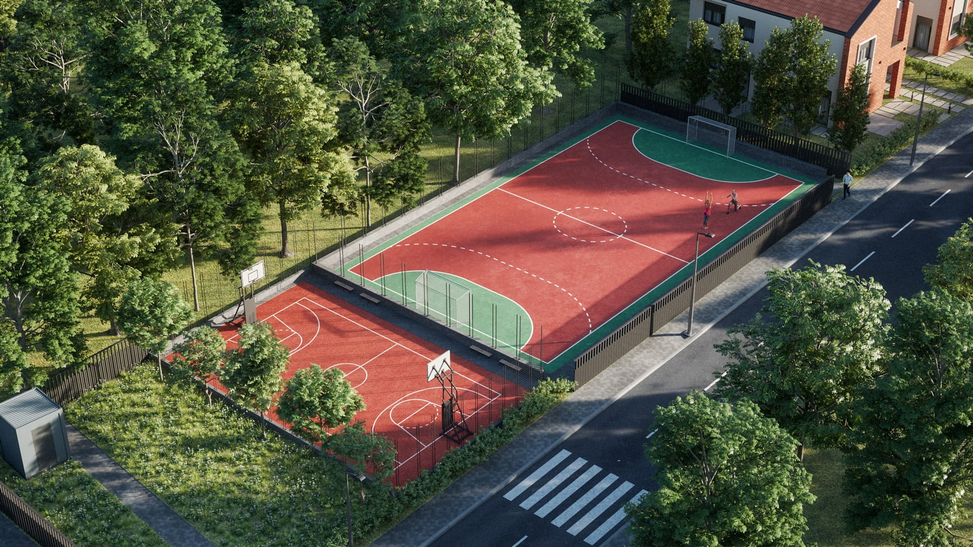 Hapësirat e jashtme sportive dhe rekreative për banorët e Cherry Village